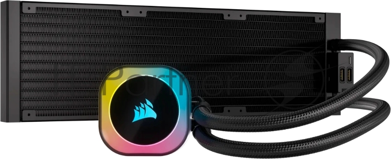 Система жидкостного охлаждения Corsair iCUE LINK H150i RGB (360mm, Black, RGB/ Fans: 3x120mm, 63.1CFM, 37dBA, 2400RPM/Rad thickness 27mm/ S: 1851, 1700, 1200, 115X, AM5, AM4)