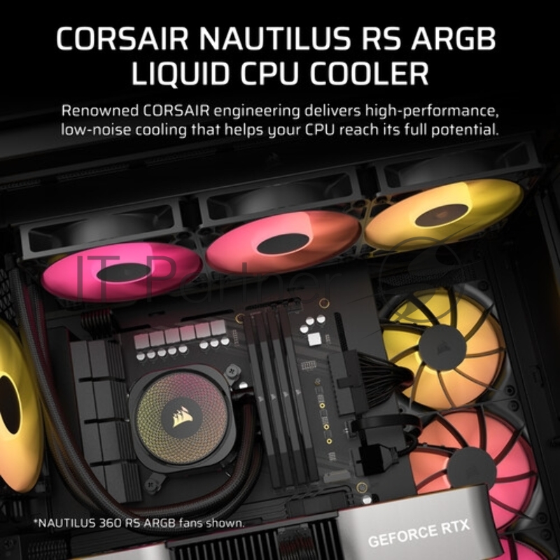 Система жидкостного охлаждения Corsair NAUTILUS 240 ARGB (240mm, Black, ARGB/ Fans: 2x120mm, 74.37CFM, 34dBA, 2100RPM/ S: 1851, 1700, AM5, AM4)