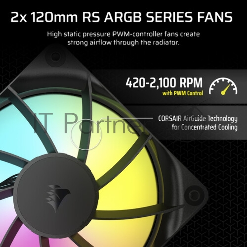 Система жидкостного охлаждения Corsair NAUTILUS 240 ARGB (240mm, Black, ARGB/ Fans: 2x120mm, 74.37CFM, 34dBA, 2100RPM/ S: 1851, 1700, AM5, AM4)
