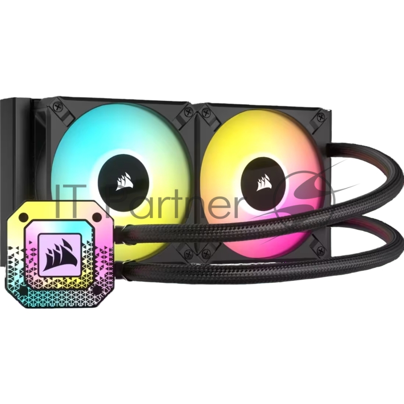 Система жидкостного охлаждения Corsair iCUE H100i ELITE CAPELLIX XT (240mm, Black, RGB/ Fans: 2x120mm, 65.57CFM, 34.1dBA, 2100RPM/ S: 1851, 1700, 1200, 115x, 2011, 2066, AM5, AM4)