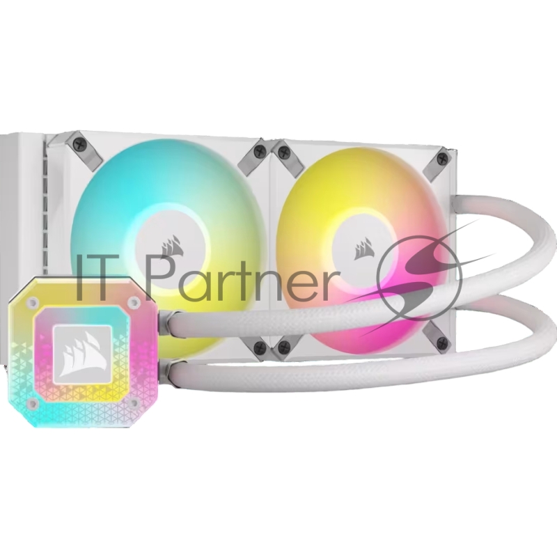 Система жидкостного охлаждения Corsair iCUE H100i ELITE CAPELLIX XT (240mm, White, RGB/ Fans: 2x120mm, 65.57CFM, 34.1dBA, 2400RPM/ S: 1851, 1700, 1200, 115x, 2011, 2066, AM5, AM4)