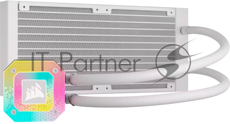 Система жидкостного охлаждения Corsair iCUE H100i ELITE CAPELLIX XT (240mm, White, RGB/ Fans: 2x120mm, 65.57CFM, 34.1dBA, 2400RPM/ S: 1851, 1700, 1200, 115x, 2011, 2066, AM5, AM4)