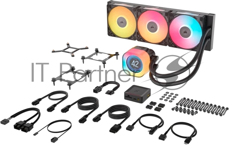 Система жидкостного охлаждения Corsair iCUE LINK TITAN 360 RX LCD (360mm, Black, RGB/ Fans: 3x120mm, 73.5CFM, 36dBA, 2100RPM/ S: 1851, 1700, AM5, AM4)