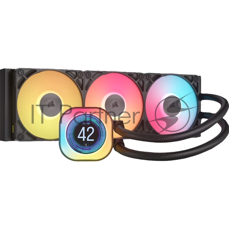 Система жидкостного охлаждения Corsair iCUE LINK TITAN 360 RX LCD (360mm, Black, RGB/ Fans: 3x120mm, 73.5CFM, 36dBA, 2100RPM/ S: 1851, 1700, AM5, AM4)