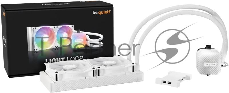 Водяное охлаждение для процессора be quiet! LIGHT LOOP 240mm white (250W, 240mm, White, ARGB/ Fans: 2x120mm, 61.8CFM, 34.9dBA, 2100RPM/ Pump 2900RPM, Rad thickness 27mm/ S: 1851, 1700, 1200, 115X, AM5, AM4)