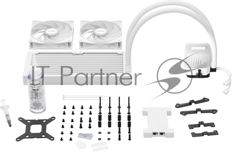 Водяное охлаждение для процессора be quiet! LIGHT LOOP 240mm white (250W, 240mm, White, ARGB/ Fans: 2x120mm, 61.8CFM, 34.9dBA, 2100RPM/ Pump 2900RPM, Rad thickness 27mm/ S: 1851, 1700, 1200, 115X, AM5, AM4)