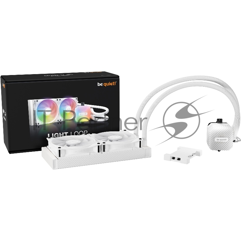 Водяное охлаждение для процессора be quiet! LIGHT LOOP 240mm white (250W, 240mm, White, ARGB/ Fans: 2x120mm, 61.8CFM, 34.9dBA, 2100RPM/ Pump 2900RPM, Rad thickness 27mm/ S: 1851, 1700, 1200, 115X, AM5, AM4)