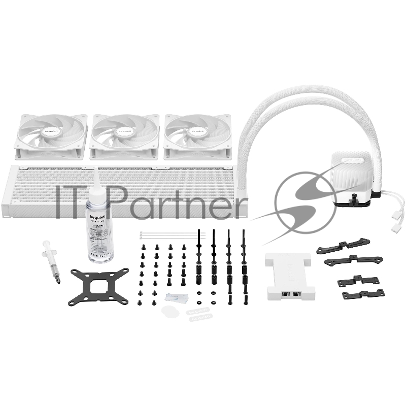Водяное охлаждение для процессора be quiet! LIGHT LOOP 360mm white (250W, 360mm, White, ARGB/ Fans: 3x120mm, 61.8CFM, 36.8dBA, 2100RPM/ Pump 2900RPM, Rad thickness 27mm/ S: 1851, 1700, 1200, 115X, AM5, AM4)