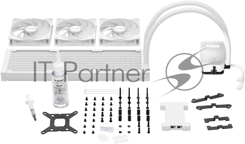 Водяное охлаждение для процессора be quiet! LIGHT LOOP 360mm white (250W, 360mm, White, ARGB/ Fans: 3x120mm, 61.8CFM, 36.8dBA, 2100RPM/ Pump 2900RPM, Rad thickness 27mm/ S: 1851, 1700, 1200, 115X, AM5, AM4)