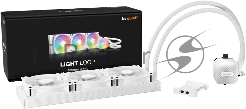 Водяное охлаждение для процессора be quiet! LIGHT LOOP 360mm white (250W, 360mm, White, ARGB/ Fans: 3x120mm, 61.8CFM, 36.8dBA, 2100RPM/ Pump 2900RPM, Rad thickness 27mm/ S: 1851, 1700, 1200, 115X, AM5, AM4)