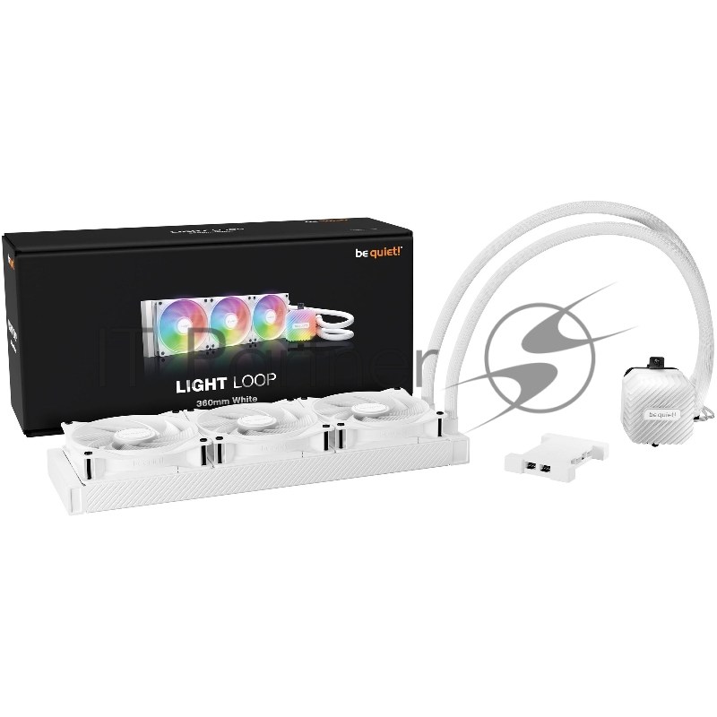 Водяное охлаждение для процессора be quiet! LIGHT LOOP 360mm white (250W, 360mm, White, ARGB/ Fans: 3x120mm, 61.8CFM, 36.8dBA, 2100RPM/ Pump 2900RPM, Rad thickness 27mm/ S: 1851, 1700, 1200, 115X, AM5, AM4)