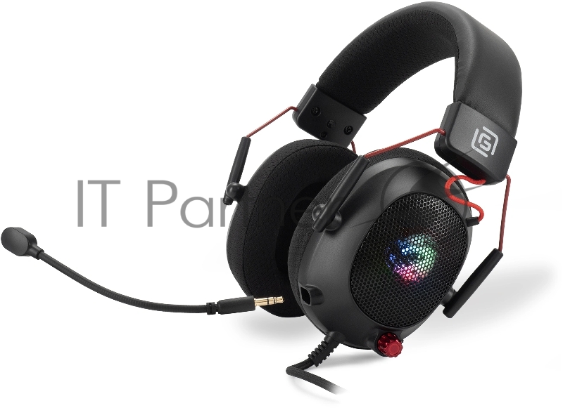 Наушники с микрофоном Оклик HS-L305G черный/красный 2м мониторные оголовье (2060511)