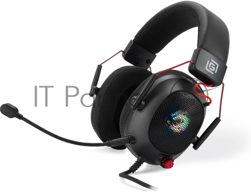 Наушники с микрофоном Оклик HS-L305G черный/красный 2м мониторные оголовье (2060511)