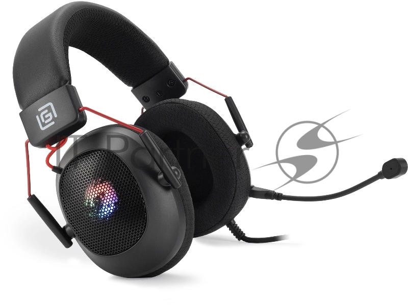 Наушники с микрофоном Оклик HS-L305G черный/красный 2м мониторные оголовье (2060511)