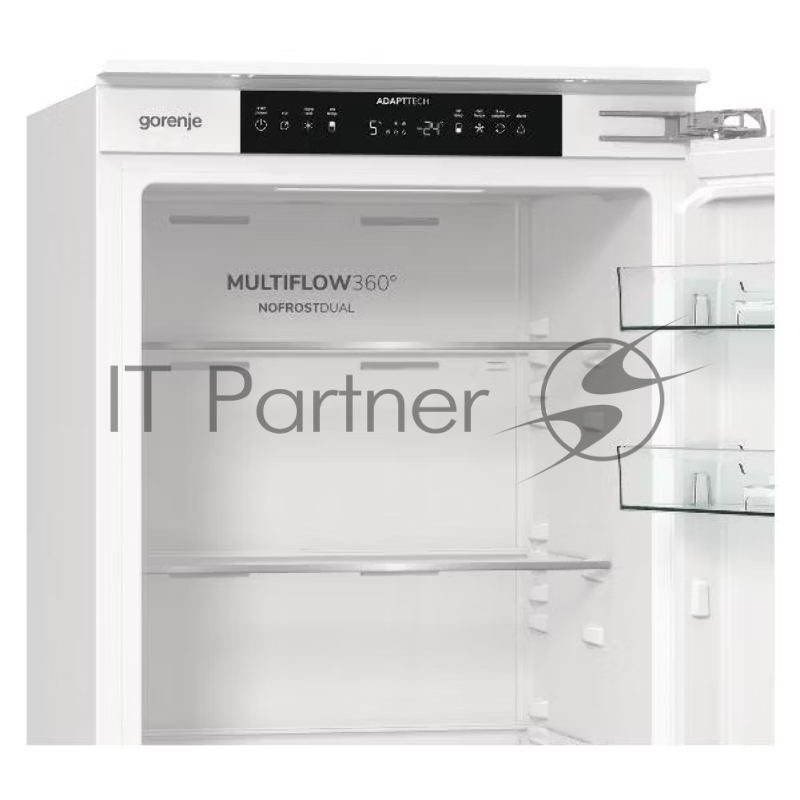 Встраиваемый холодильник Gorenje NRKI517142, полезный объем 243 л, электронное управление, цифровой дисплей, автоматическое размораживание No Frost, быстрое замораживание, интенсивное охлаждение, зона свежести с контролем влажности, слайдерное крепле