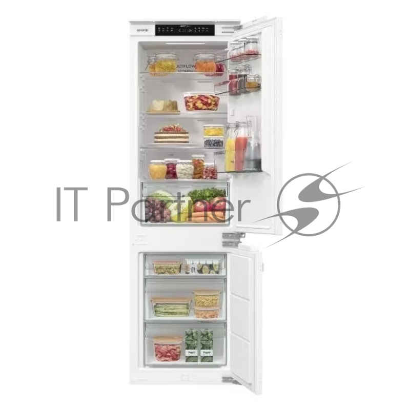Встраиваемый холодильник Gorenje NRKI517142, полезный объем 243 л, электронное управление, цифровой дисплей, автоматическое размораживание No Frost, быстрое замораживание, интенсивное охлаждение, зона свежести с контролем влажности, слайдерное крепле