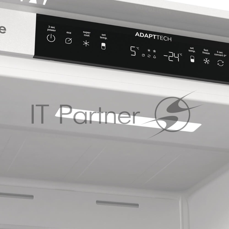 Встраиваемый холодильник Gorenje NRKI517142, полезный объем 243 л, электронное управление, цифровой дисплей, автоматическое размораживание No Frost, быстрое замораживание, интенсивное охлаждение, зона свежести с контролем влажности, слайдерное крепле