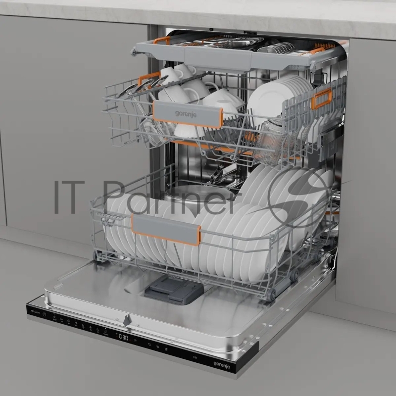 Посудомоечная машина встраиваемая Gorenje GV673B65 16 комплектов, 3 корзины, инверторный мотор, отсрочка старта, Wi-Fi управление, сенсорное управление, полный AquaStop, сенсор уровня воды, энергоэффективность А+++, уровень шума 42 дБ, цвет белый