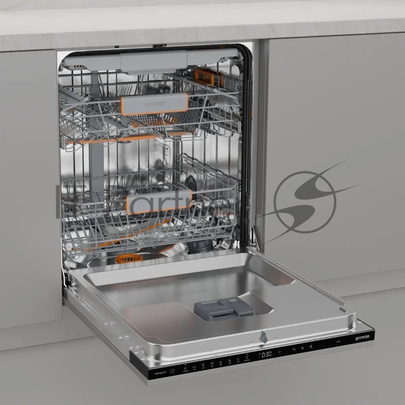 Посудомоечная машина встраиваемая Gorenje GV673B65 16 комплектов, 3 корзины, инверторный мотор, отсрочка старта, Wi-Fi управление, сенсорное управление, полный AquaStop, сенсор уровня воды, энергоэффективность А+++, уровень шума 42 дБ, цвет белый