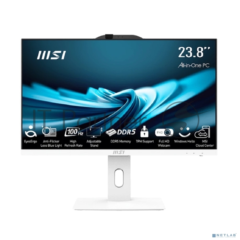 Моноблок MSI Pro AP242P 14M AIO 23.8 FHD(1920x1080)IPS AG Non-touch, Сore i5-14400 (2.5GHz), 8Gb DDR5(1x8Gb), 512Gb SSD m.2, Intel UHD, WiFi+BT, Camera, WirelessKB&mouse, NoOS, 1y war-ty, White