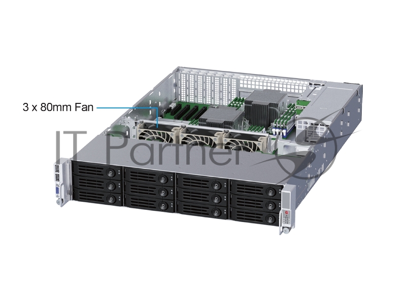 Серверный корпус Ablecom 2U chassis E-ATX, ATX, Micro-ATX, Mini-ITX MBs 12 x 3.5 hs + 2 x 2.5 hs rear 800 Wt CRPS(1+1) no rails