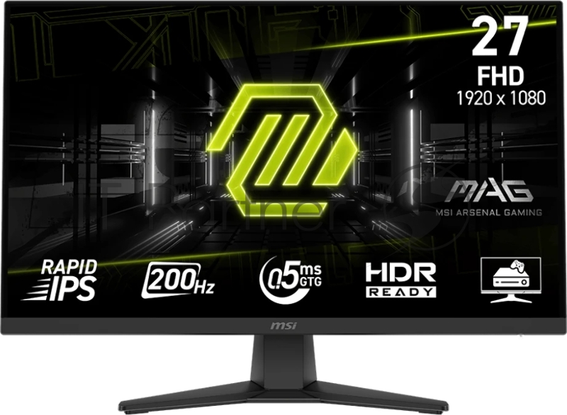 Монитор MSI MAG 272F 27 16:9 FHD(1920x1080) Rapid IPS, 0,5ms(GTG), 3000:1, 100M:1, 300nit, 178/178, HDMI 2.0b, DP 1.2a, Tilt,VESA,200Hz,Black,1y w-ty