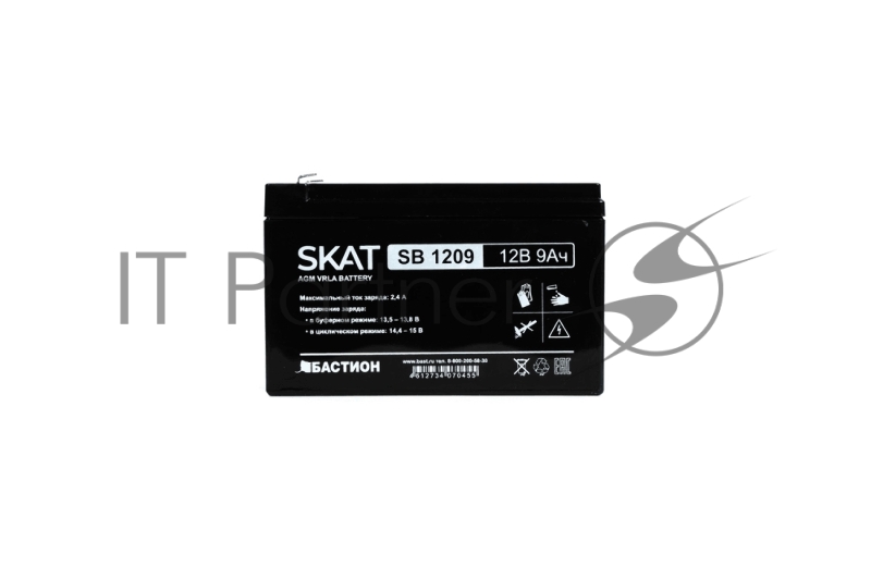 АКБ свинцово-кислотная SKAT SB 1209 тип AGM 12V 9Ач I зар. 2,7 А (ножевые клеммы, гарантия - 18 месяцев) (2540)