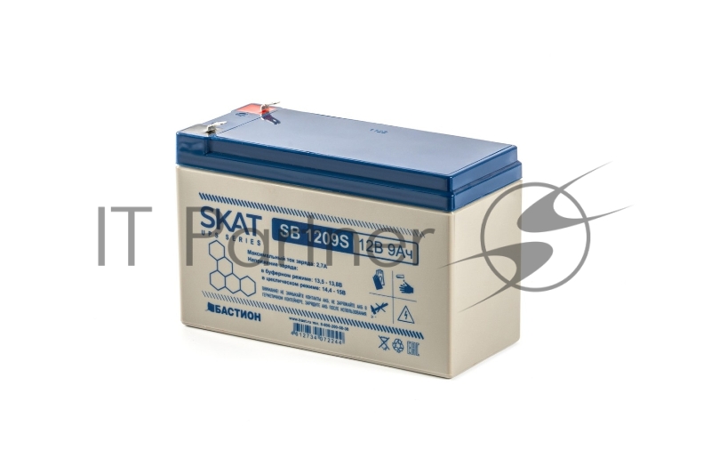 АКБ свинцово-кислотная SKAT SB 1209S тип AGM 12V 9Ач I зар. 2,6 А (ножевые клеммы) (8970)
