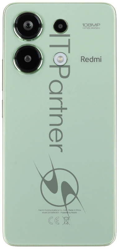 Смартфон Redmi Note 13 Mint Green (23124RA7EO), 16,9 cm (6.67) 20:9 2400 x 1080, 4 x 2.8 ГГц + 4 x 1.9 ГГц, 8 Core, 8 GB, 128 GB, 108 МП+ 8 МП + 2 МП/16Mpix, 2 Sim, BL v5.1, Wi-Fi, NFC, GPS / A-GPS, ГЛОНАСС, Galileo, Beidou, Type-C, 5000 mAh, 188g, 1