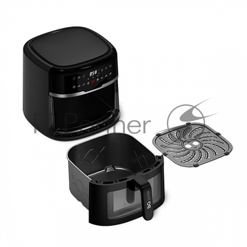Аэрогриль BQ GR2007 черный, 1800Вт, 8л, XL / 4 в 1:гриль, жарка, выпечка, запекание / Технология AIR CYCLE быстрая и равномерная циркуляция горячего воздуха / Управления устройством: температура от 80 до 200 градусов, таймер: от 1 до 60 мин / 8 автом