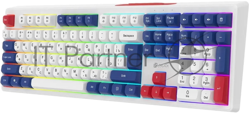 Клавиатура Оклик 725G белый/красный USB Multimedia for gamer LED (2070294)