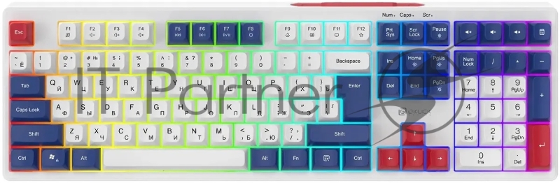 Клавиатура Оклик 725G белый/красный USB Multimedia for gamer LED (2070294)