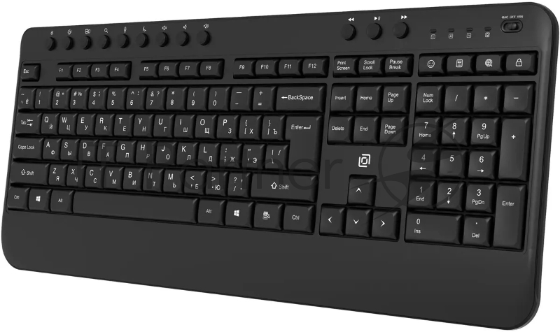 Клавиатура Оклик K257W черный USB беспроводная Multimedia (подставка для запястий) (2070286)