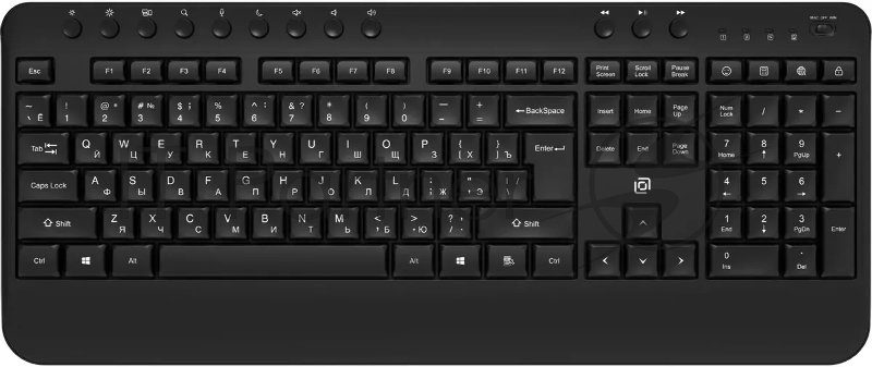 Клавиатура Оклик K257W черный USB беспроводная Multimedia (подставка для запястий) (2070286)