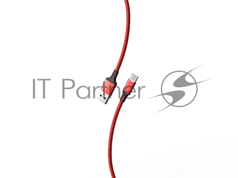 Кабель Smartbuy S14 Type C красный/черн., 3 А, 1 м