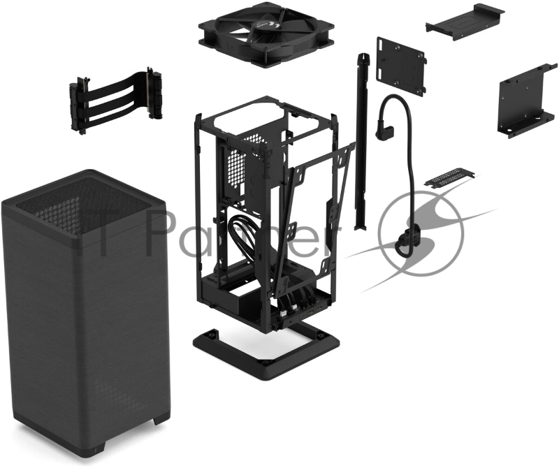 Корпус без блока питания Fractal Design Mood, Mini-Tower, 1x180mm, 2xUSB-A 3.0 + 1xUSB 3.2 Type-C, SFX PSU Support, mITX Black