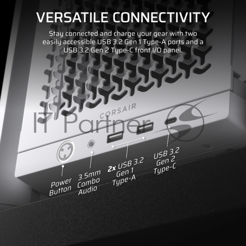 Корпус без блока питания Corsair Frame 4000D, Midi-Tower, TG, no fan, 2xUSB-A 3.2, 1xUSB 3.2 Type-C, E-ATX, ATX, mATX, mITX White