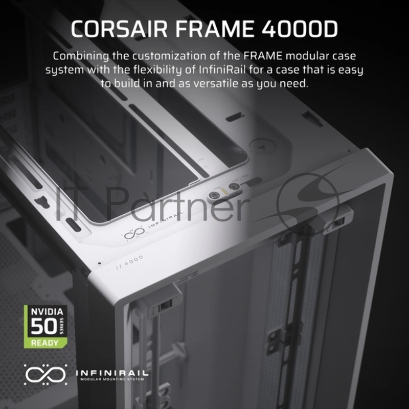 Корпус без блока питания Corsair Frame 4000D, Midi-Tower, TG, no fan, 2xUSB-A 3.2, 1xUSB 3.2 Type-C, E-ATX, ATX, mATX, mITX White
