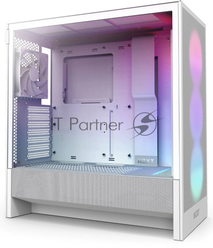 Корпус ПК без блока питания NZXT H5 Flow RGB, Midi-Tower, TG, 4x120mm RGB, 1xUSB-A 3.2 + 1xUSB-C 3.2, E-ATX, ATX, mATX, mITX White