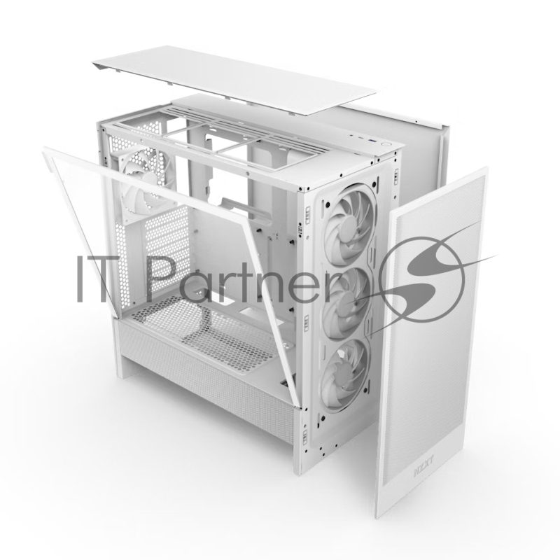 Корпус ПК без блока питания NZXT H5 Flow RGB, Midi-Tower, TG, 4x120mm RGB, 1xUSB-A 3.2 + 1xUSB-C 3.2, E-ATX, ATX, mATX, mITX White