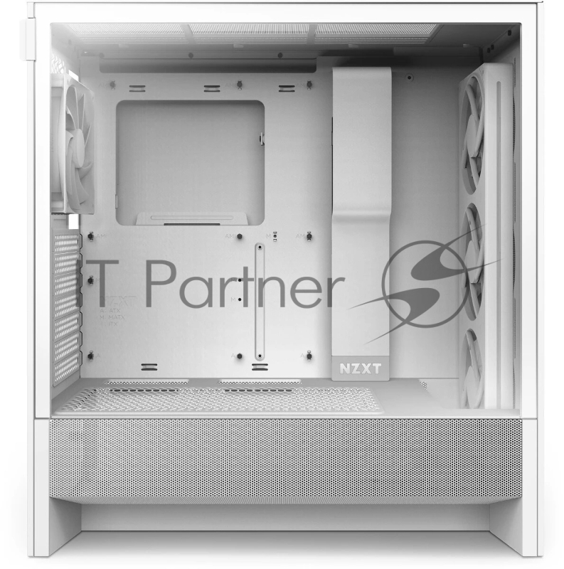 Корпус ПК без блока питания NZXT H5 Flow RGB, Midi-Tower, TG, 4x120mm RGB, 1xUSB-A 3.2 + 1xUSB-C 3.2, E-ATX, ATX, mATX, mITX White