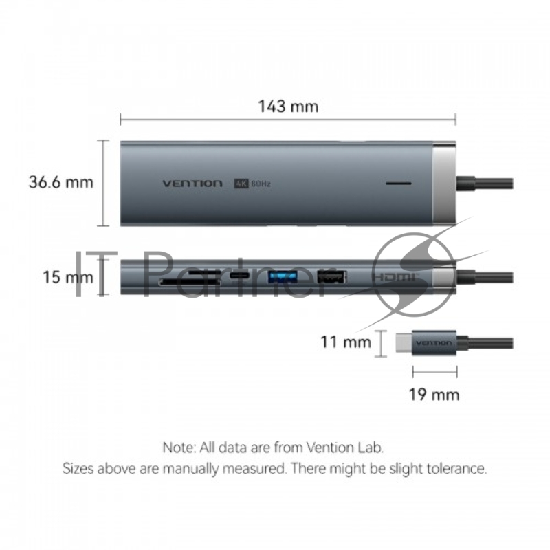 Мультифункциональный хаб Vention USB-C 9 в 1, шт.
