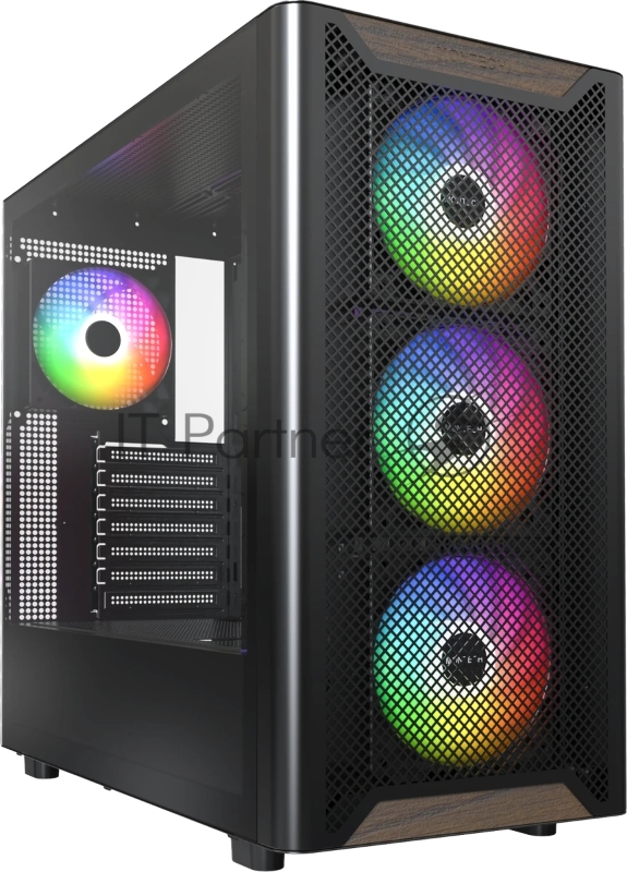 Корпус Montech XR Wood черный без БП ATX 3x120mm 2xUSB3.0 audio bott PSU