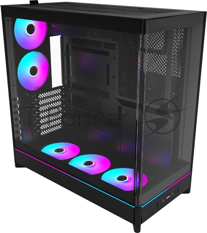 Корпус Montech HS02 PRO черный без БП ATX 4x140mm 2xUSB3.0 audio bott PSU