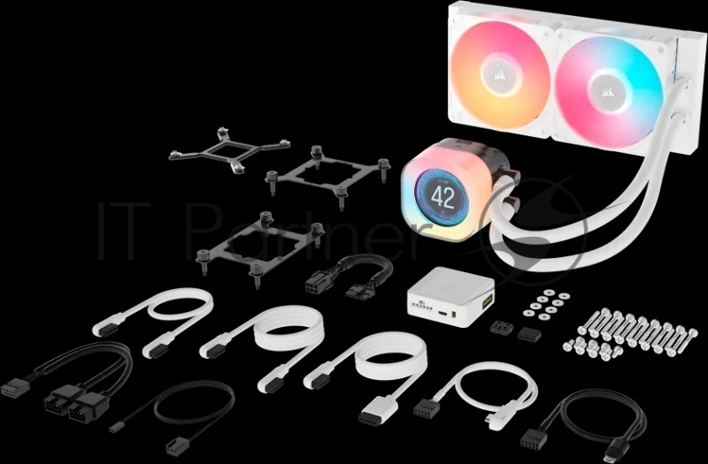 Система жидкостного охлаждения Water Cooling System Corsair iCUE LINK TITAN 240 RX LCD (240mm, White, RGB/ Fans: 2x120mm, 73.5CFM, 36dBA, 2100RPM/ S: 1851, 1700, AM5, AM4)