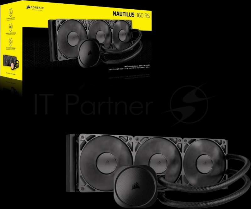 Система жидкостного охлаждения Water Cooling System Corsair NAUTILUS 360 ARGB (360mm, Black, Fans: 3x120mm, 72.8CFM, 36dBA, 1700RPM/ S: 1851, 1700, AM5, AM4)