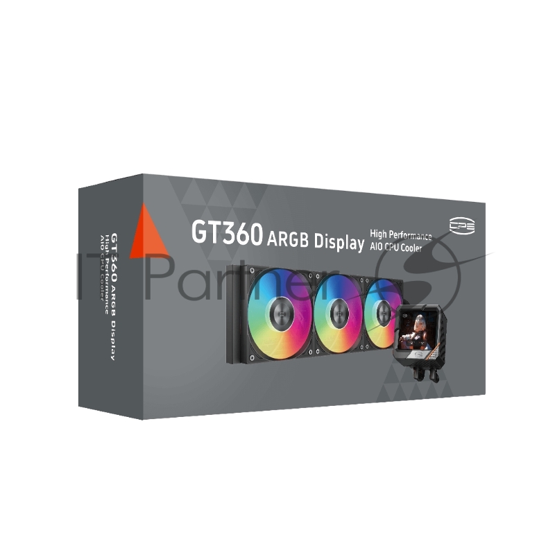 Система жидкостного охлаждения Water Cooling System PCCooler GT360 ARGB Display BK (310W, 360mm, LED temp., Black, ARGB/ Fans: 3x120mm, 99CFM, 41.5dBA, 3000RPM/ Pump height 85mm, 15dBA, 2600RPM, Rad thickness 27mm/ S: 1851, 1700, 1200, 115X, AM5, AM4