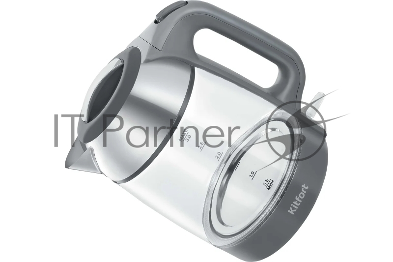 Чайник электрический Kitfort КТ-6762 3л. 2000Вт серый/серебристый корпус: стекло/металл/пластик