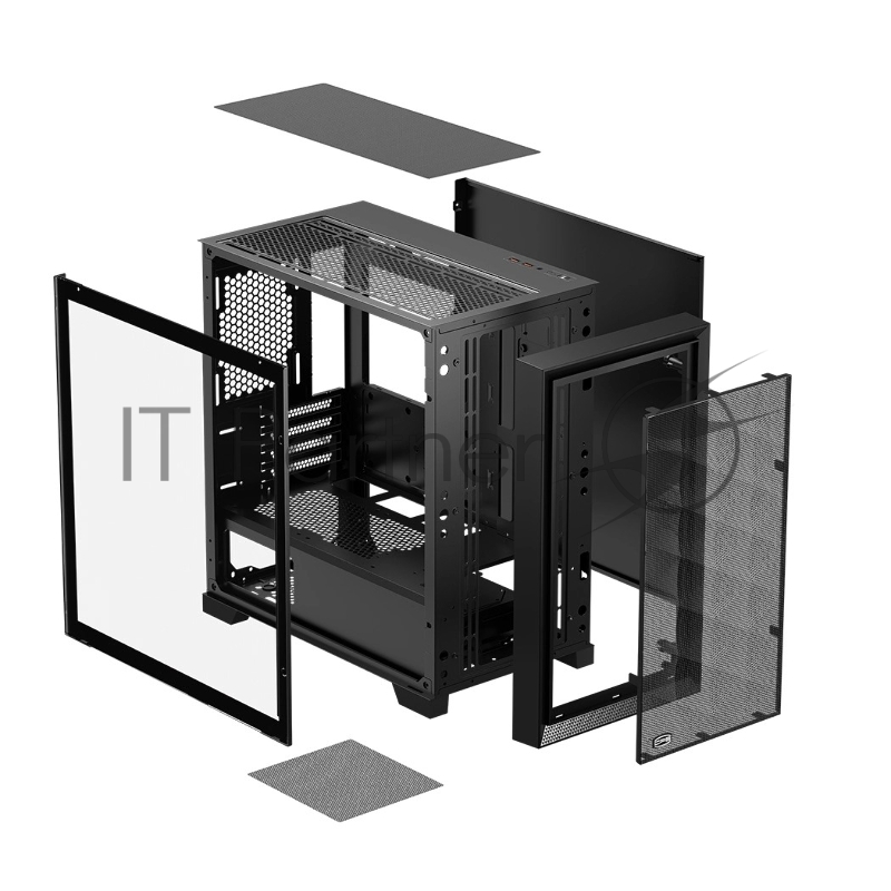 Корпус без блока питания PCCooler C3D310 BK, Mesh Mid Tower, Black, TG, 0.6 SPCC, no fans mATX, mITX 165/350/200mm 3x2.5, 2x3.5, 4xPCI 2xUSB-A 3.0 406x220x410mm
