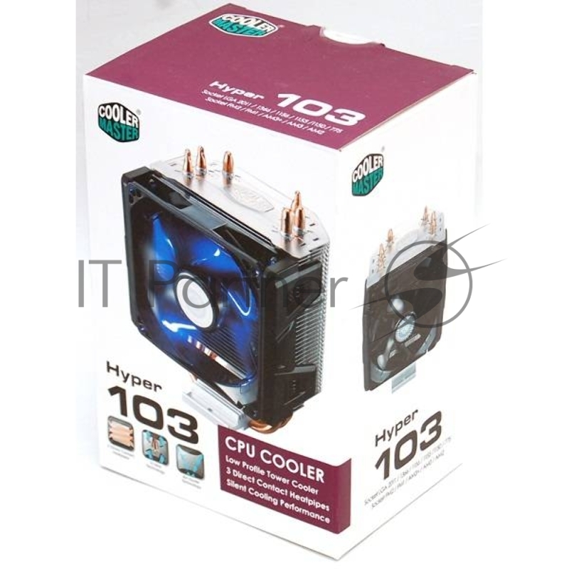 Вентилятор Cooler Master Hyper 103 (RR-H103-22PB-R1) LGA 2011/1366/1156/1155/1150/775/F /AM2 (10шт./кор,TDP 160 Вт, PWM, 3 тепловые трубки) Color Box